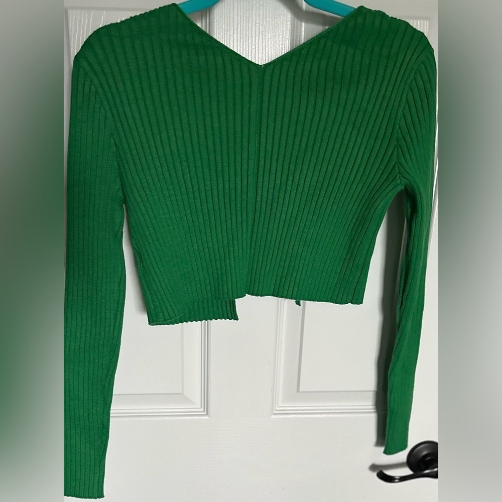‼️RARE‼️🎸FORE🎸🔥NWT🔥Chain Rib Knit Cropped Sweater—S - Picture 12 of 16